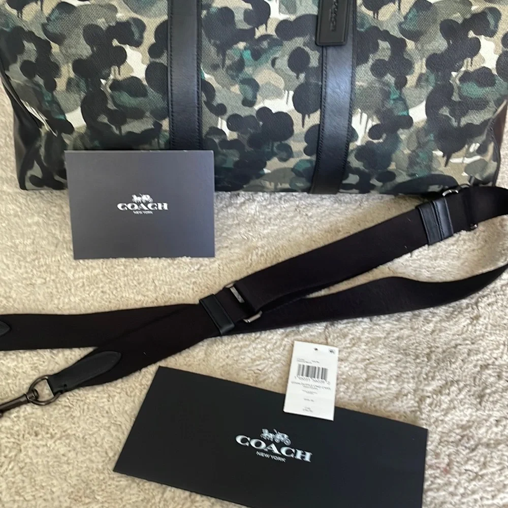 Coach Gotham Duffle Bag Camo Canvas Green Blue - Picture 4 of 16